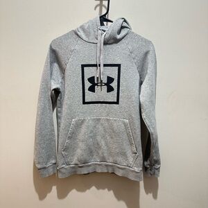 Under Armour Gray Hoodie with Black Emblem S